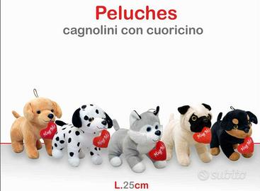 peluche cagnolino con cuoricino misura 25 cm