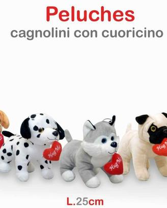 peluche cagnolino con cuoricino misura 25 cm