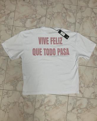 T-shirt Oversize Vive Feliz Tg L Made in Italy