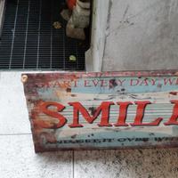 Riproduzione targa smaltata Smile Get it over with