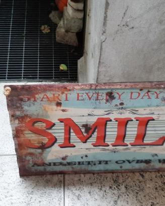 Riproduzione targa smaltata Smile Get it over with