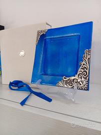 Vetro d'Arte Blu Cobalto e Argento 925 