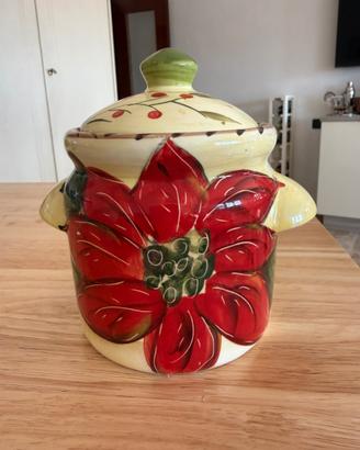 Barattolo decorato con fiori rossi