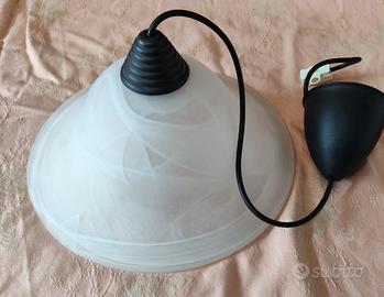 lampadario  a  campana  in vetro satinato bianco