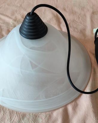 lampadario  a  campana  in vetro satinato bianco