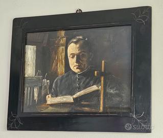 Antico dipinto  prelato su tela