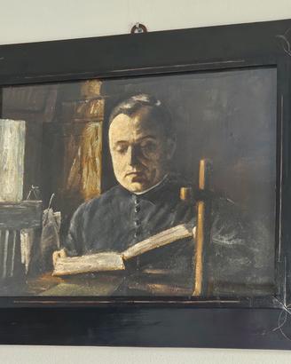 Antico dipinto  prelato su tela