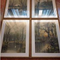 4 vecchie stampe inglesi   Le 4 stagioni   Firmate