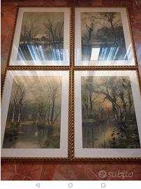 4 vecchie stampe inglesi   Le 4 stagioni   Firmate