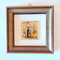 Quadretto scena rurale foglia oro 24 Kt