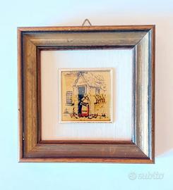 Quadretto scena rurale foglia oro 24 Kt