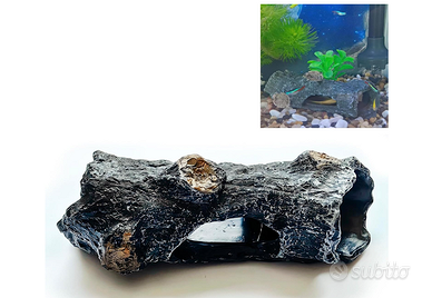 Ornamento acquario , grotta effetto legno , 10 cm