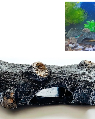 Ornamento acquario , grotta effetto legno , 10 cm