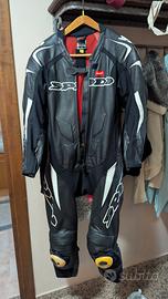 Tuta in pelle SPIDI, paraschiena e stivali moto