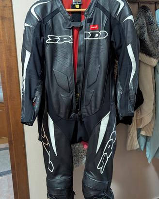 Tuta in pelle SPIDI, paraschiena e stivali moto