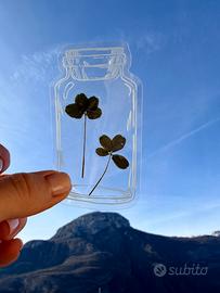 2 quadrifogli segnalibro porta fortuna