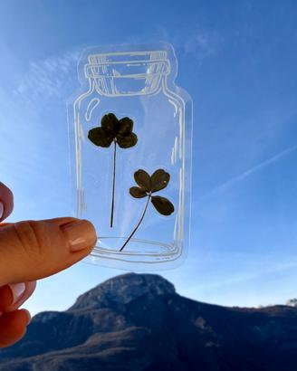 2 quadrifogli segnalibro porta fortuna