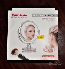 Specchio per Trucco, Tondo *NUOVO a 2 Facce, bagno