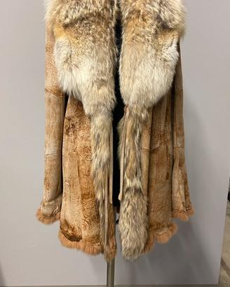 Giacca vintage in pelle e shearling