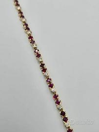 BRACCIALE TENNIS IN ORO CON RUBINI E DIAMANTI