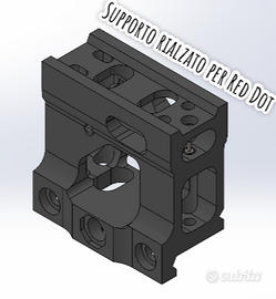 Supporto rialzato per red dot tipo unity tactical