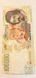 Rara Banconota 100.000 Lire Caravaggio