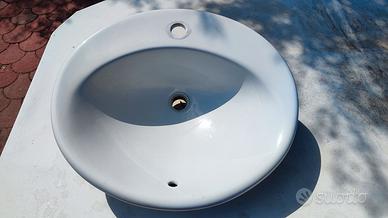 lavabo da incasso sopra piano in ceramica bianca