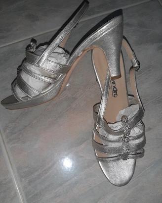 Sandalo decolté argento/strass d'alessandro n.38