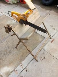 Cavalletto per taglio legna + motosega elettrica