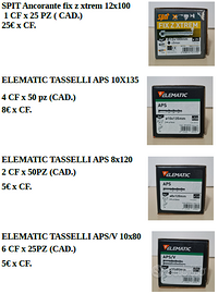SVUOTO MAGAZZINO Tasselli e ancoranti professional