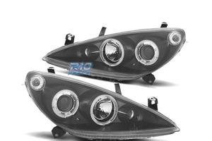 FARI PEUGEOT 307 01-05 ANGEL EYES FONDO NERO H7 H1
