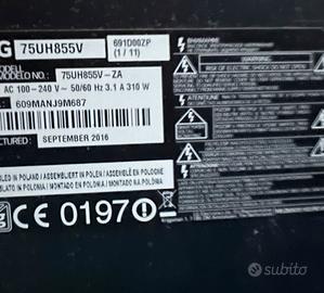 TV LG 75UH855V pannello integro,nessuna immagine