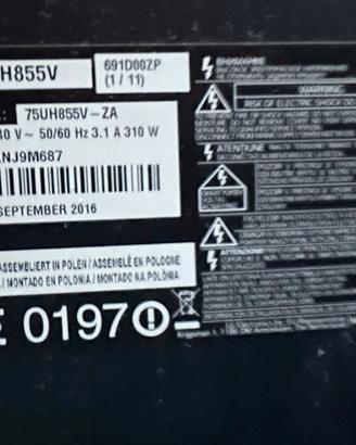 TV LG 75UH855V pannello integro,nessuna immagine