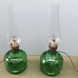 Coppia di Abat jour vintage in vetro, elettrici