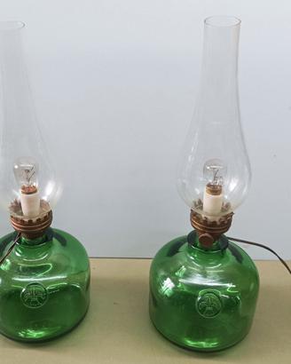 Coppia di Abat jour vintage in vetro, elettrici