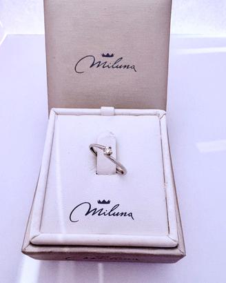 Anello Miluna solitario oro bianco