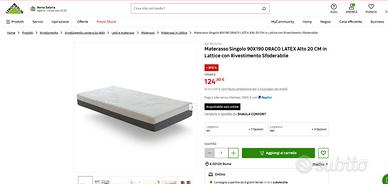 Materasso Singolo 90X190 LATEX 20 CM