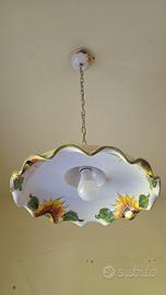 Lampadario a Piatto in Ceramica Decorata a Mano