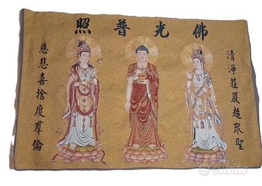 AVALOKITESVARA RICAMO CINESE TESSUTO DEA THANGKA