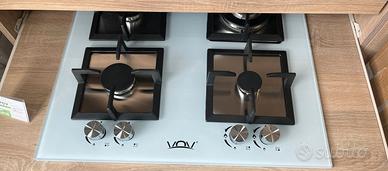 PIANO COTTURA 4 FUOCHI VOV VETRO BIANCO