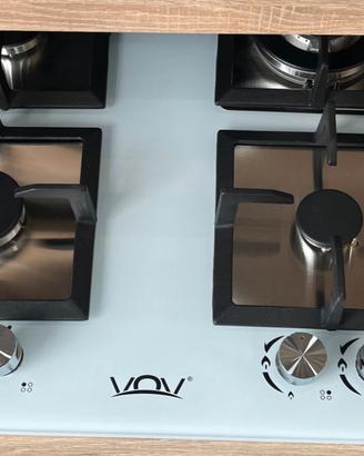 PIANO COTTURA 4 FUOCHI VOV VETRO BIANCO