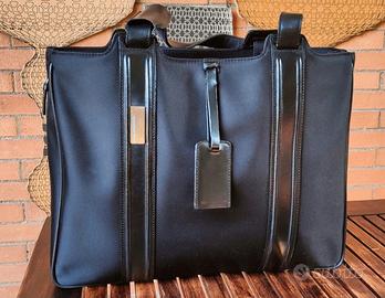 Piquadro Cartella Business Nera Pelle e Tessuto -