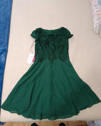 Vestito abito jj's house da damigella verde scuro,