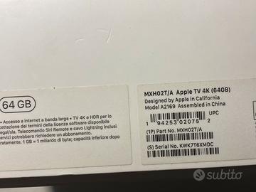 Apple TV 4K 64GB  A2169,