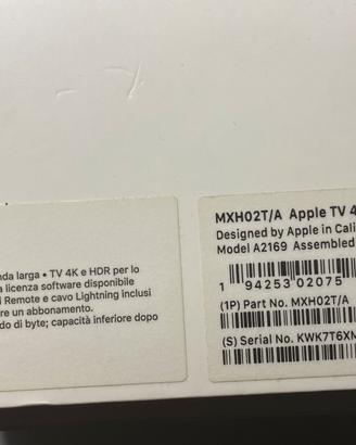 Apple TV 4K 64GB  A2169,