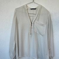 Camicia elegante zara basics S bianco pois nero