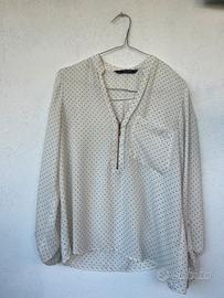 Camicia elegante zara basics S bianco pois nero