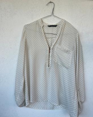 Camicia elegante zara basics S bianco pois nero