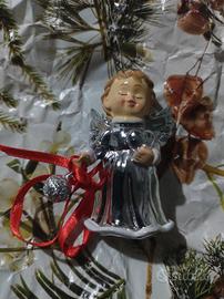 Statuina angioletto argentato con campanellino