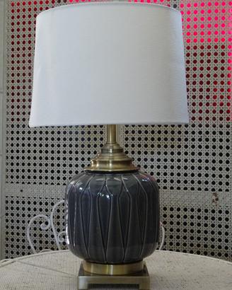 LAMPADA IN CERAMICA E METALLO GRIGIA